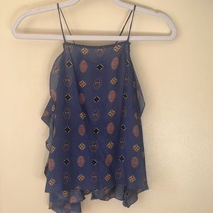 Intimately Free People Blue Geometric Print Backless Flowy Tank Sz XS